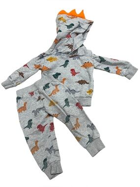 Boutique Gray Colorful Dinosaur Sweatshirt & Sweatpants Set 18-24M